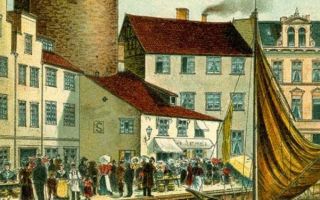 Baszta Łabędź, Targ Rybny, Zamek Krzyżacki, Motława